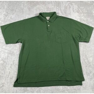 L. L. Bean Men's Green Cotton Polo Shirt XL-REG Short Sleeve Pocket Casual